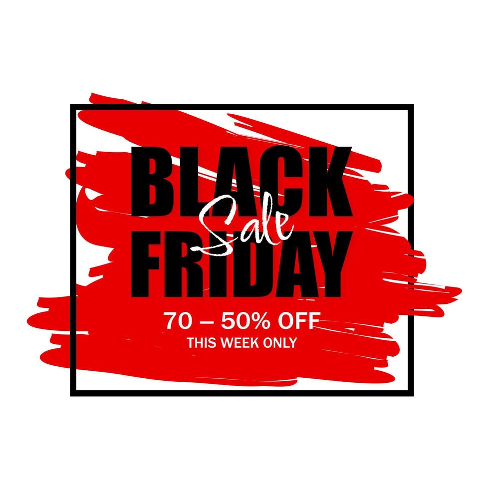 Black Friday sale banner template. Red on white background vector