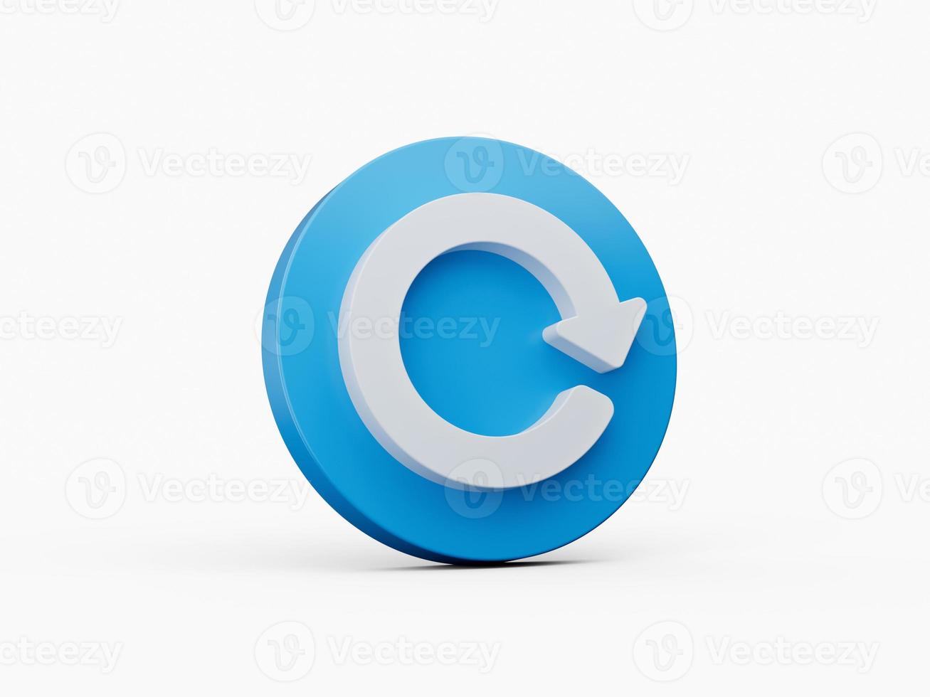 3d Refresh icon isolated on Blue background 3d illustration photo