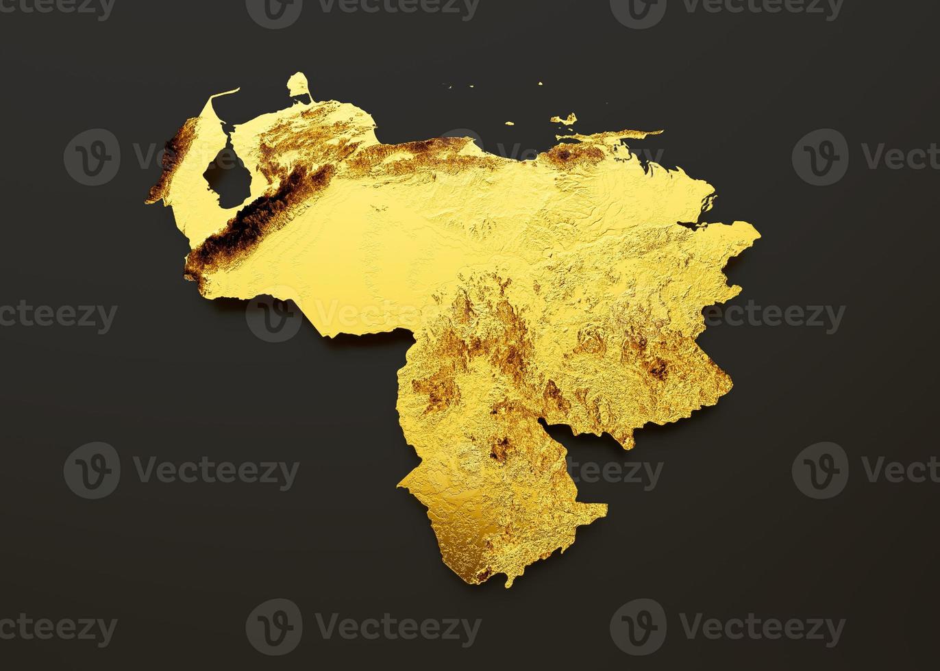 Venezuela Map Golden metal Color Height map Background 3d illustration photo