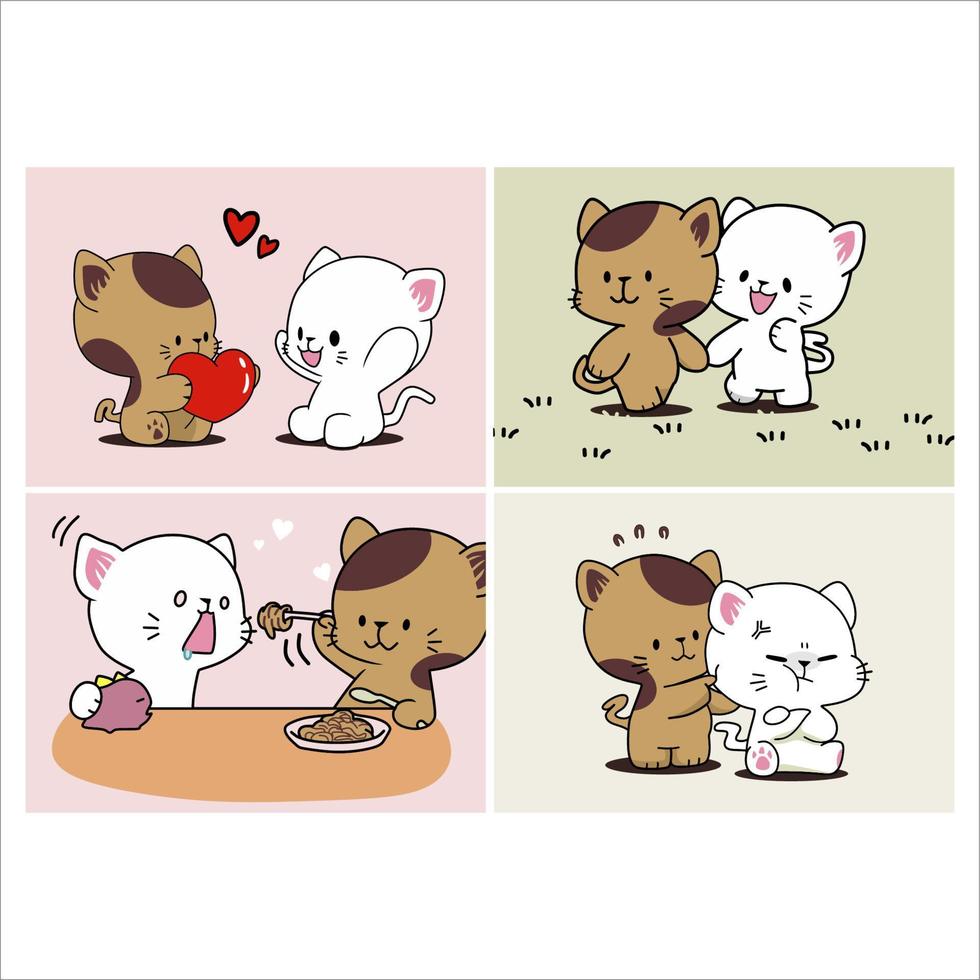 Cute Cat Love Cartoon Vector Icon Illustration - Love - Sticker