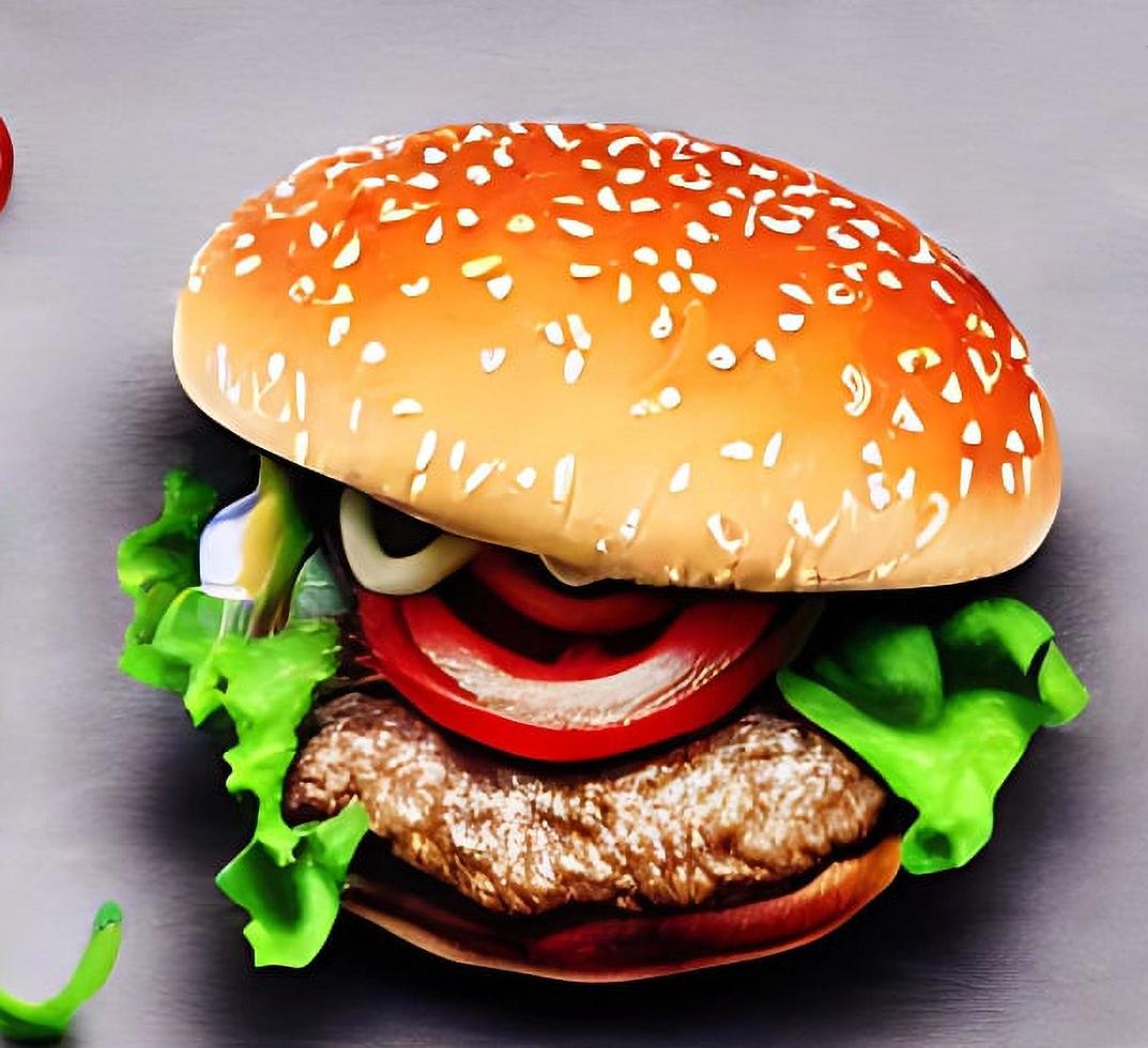 Gourmet fresh delicious homemade hamburger. photo
