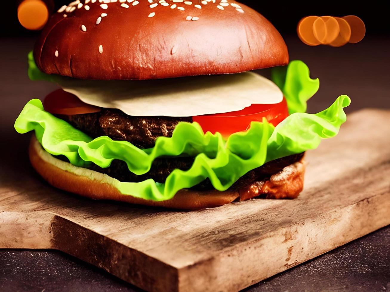 Gourmet fresh delicious homemade hamburger. photo