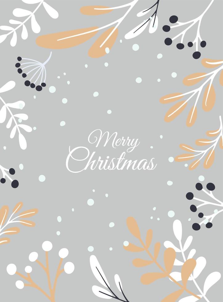 tarjeta navideña con marco floral de navidad y fondo. plantilla artística universal moderna. ilustración vectorial tarjeta de feliz año nuevo vector