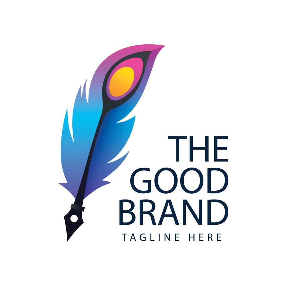 Logos Gradient quill pen Logo vector