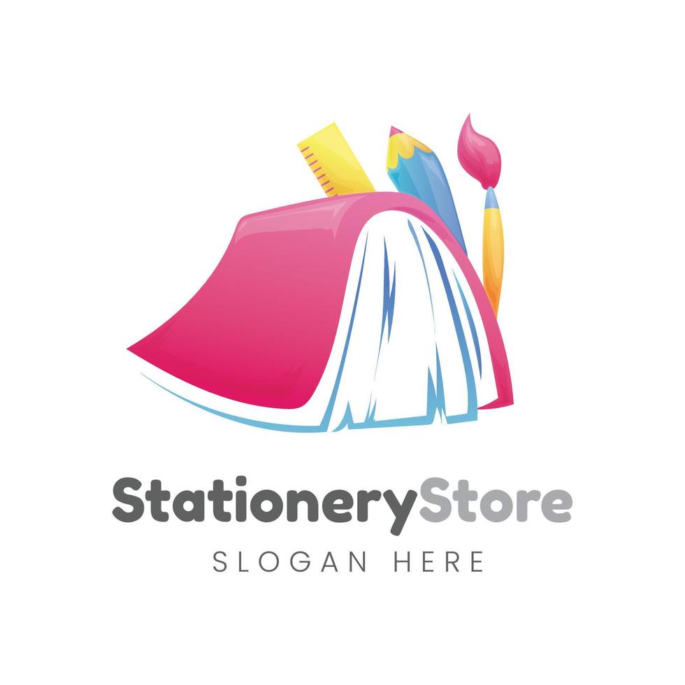 stationery store logo design template vector