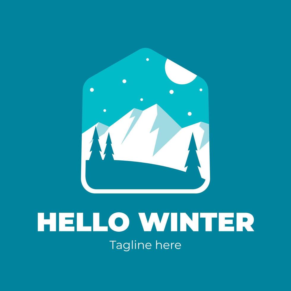 flat winter logo template design vector