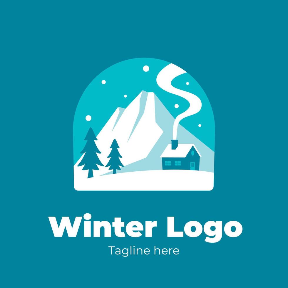 flat winter logo template design vector