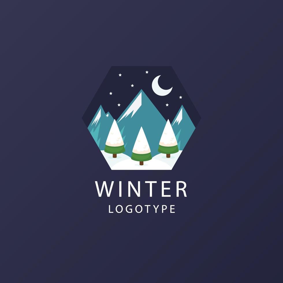 flat winter logo template design vector