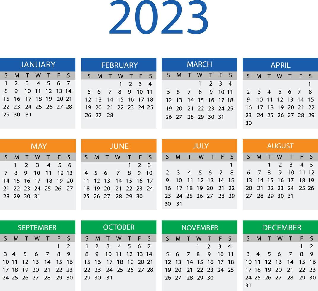 calendario año nuevo 2023 vector