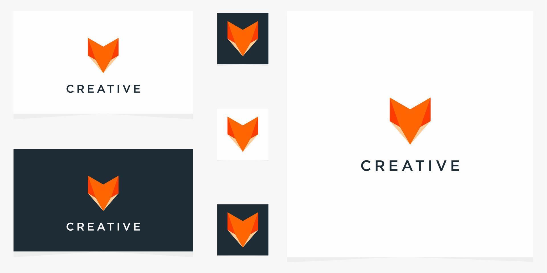 creative fox Animal Modern Simple Design Concept logo icon logo vector set