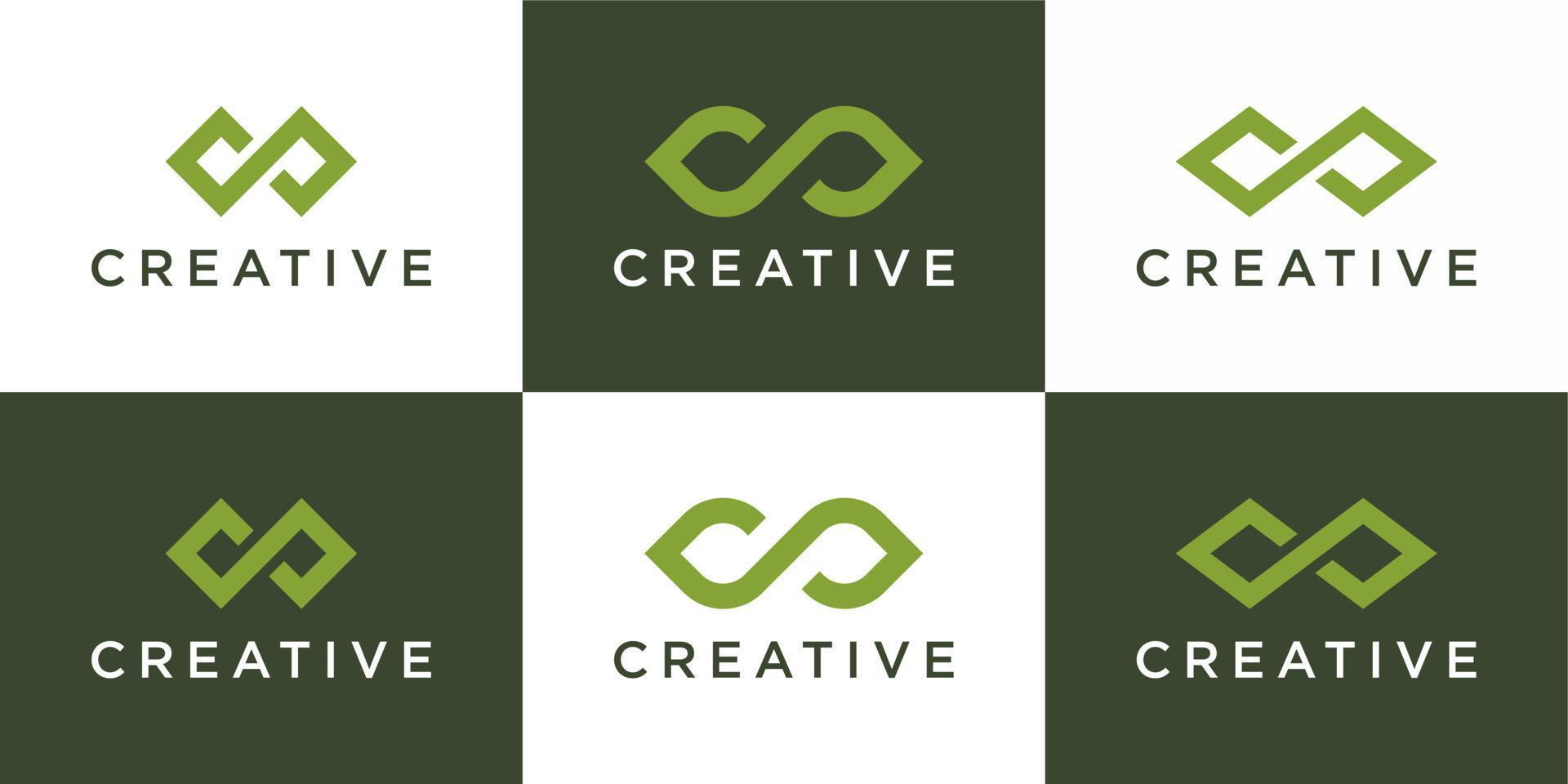 Set of creative monogram logo design template infinity vector