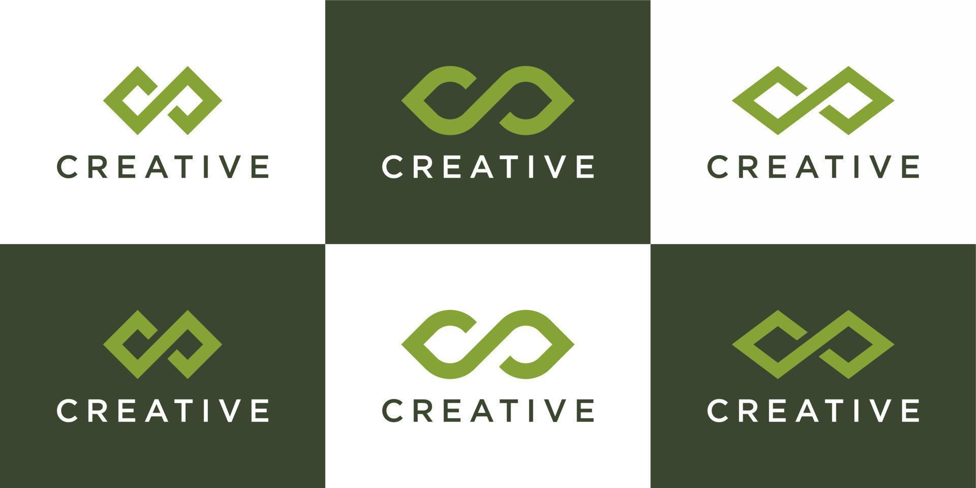 conjunto de plantilla de diseño de logotipo de monograma creativo infinito vector