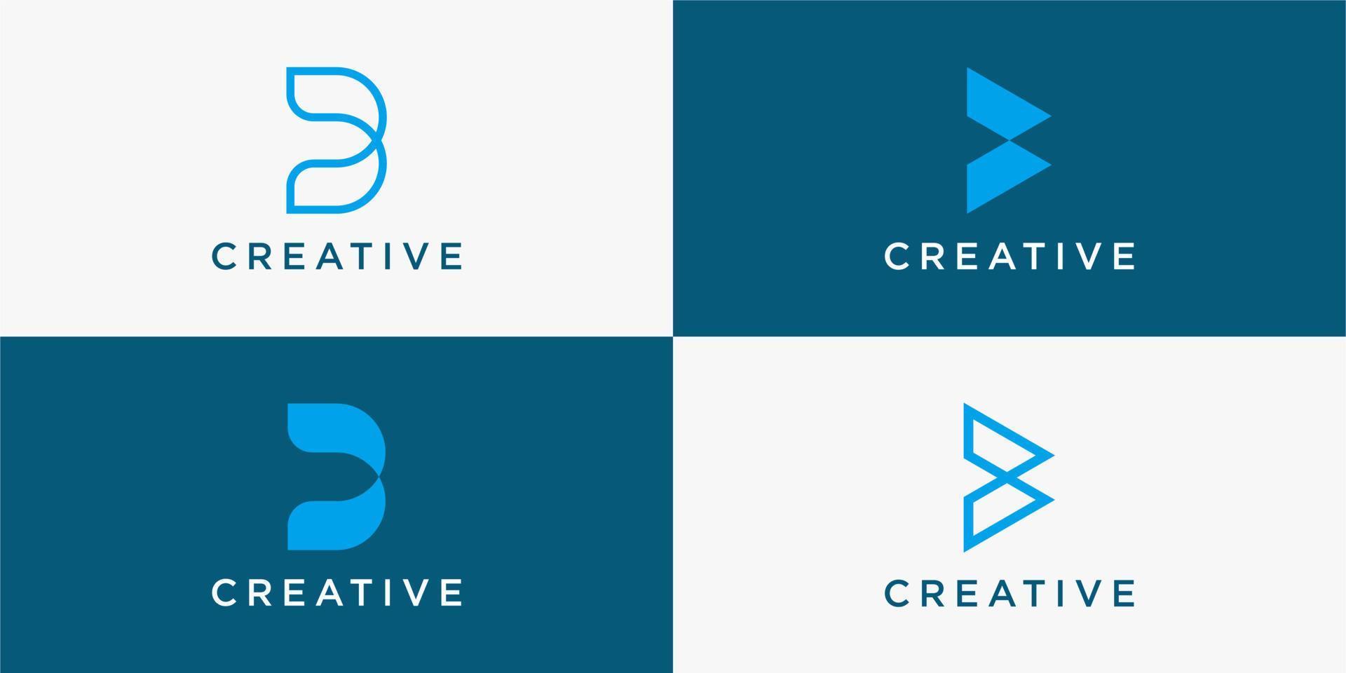 Set of creative monogram logo design template with letter b vector