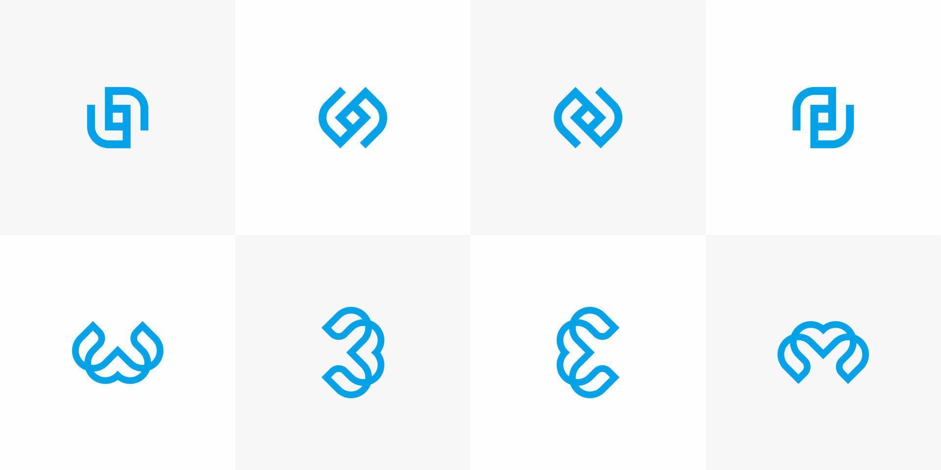 set creative monogram logo designs template vector