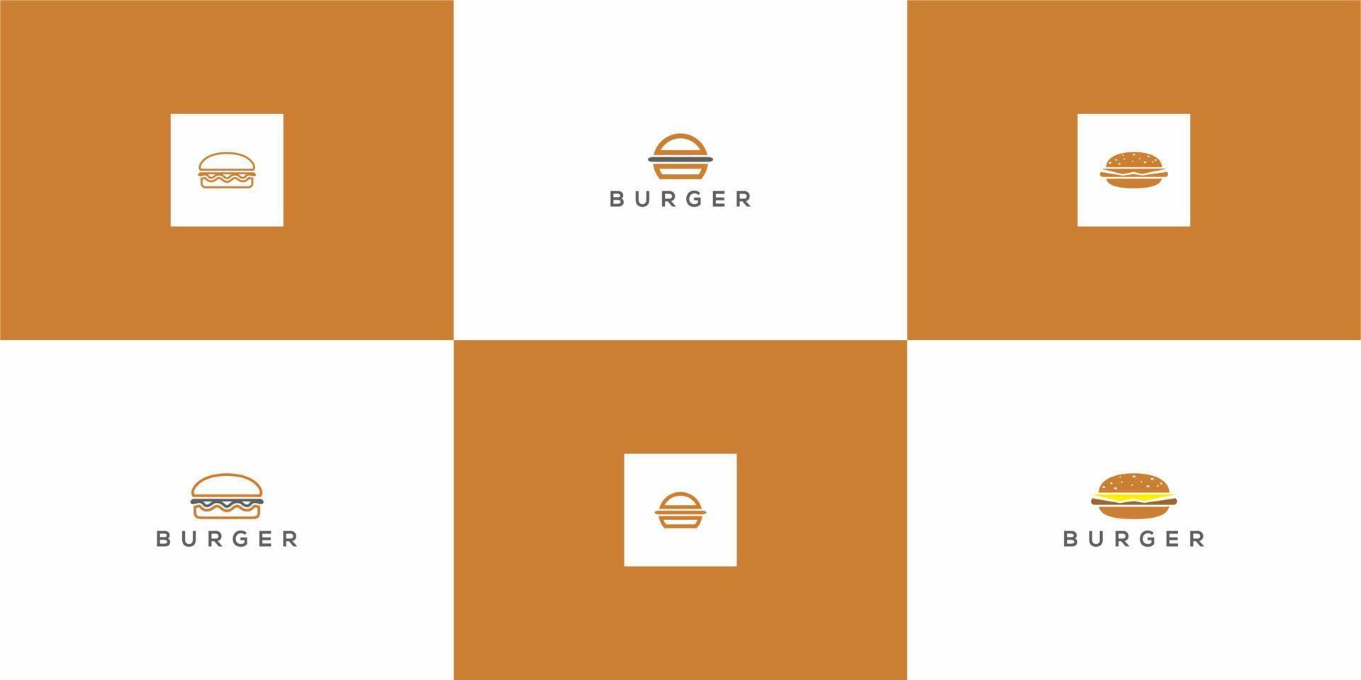 conjunto de plantilla de logotipo de icono de hamburguesa de monograma vector