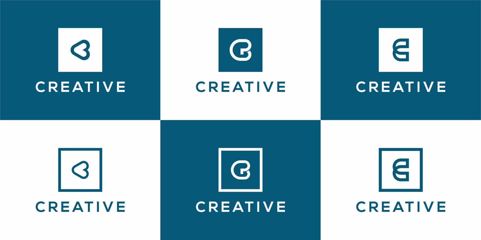 Set of creative monogram logo design template with letter c vector
