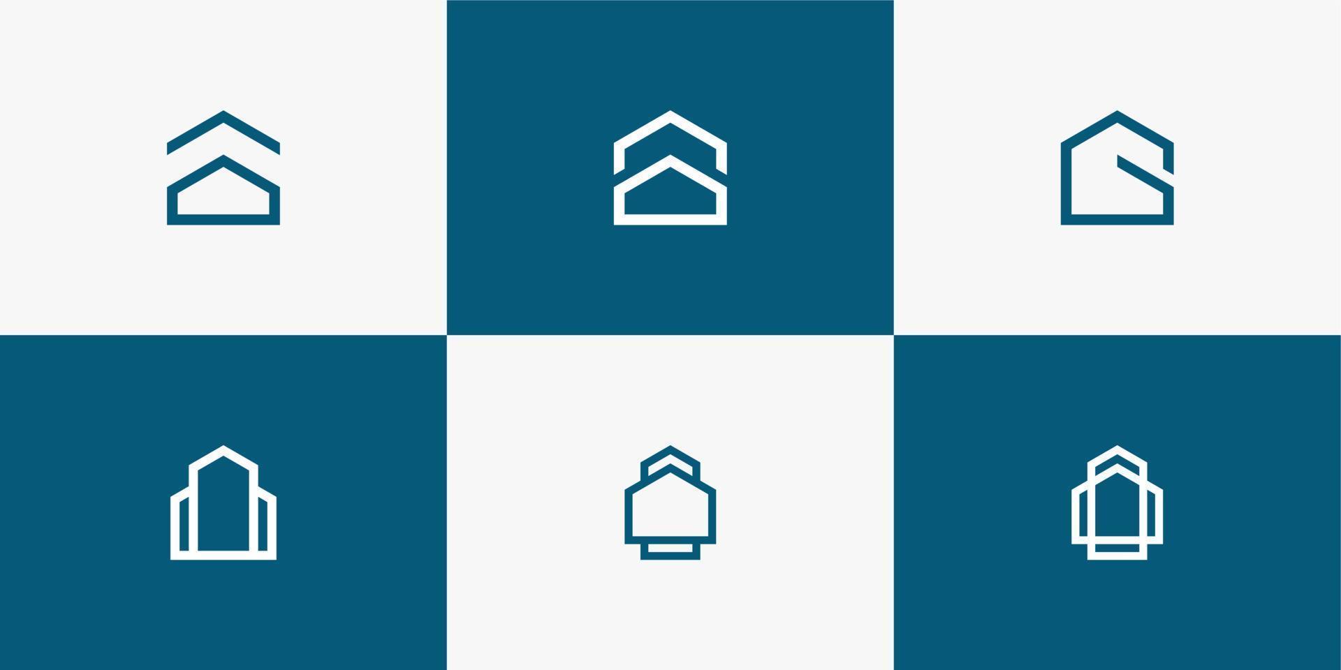 set of monogram homes building icon logo template vector