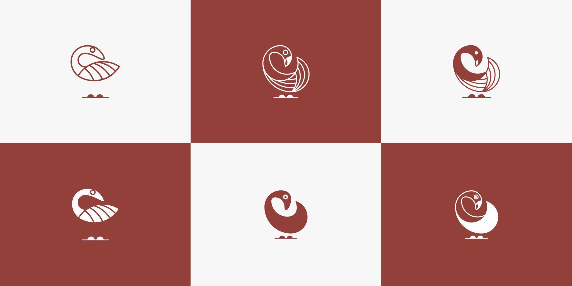 set of monogram letter icon logo template bird vector