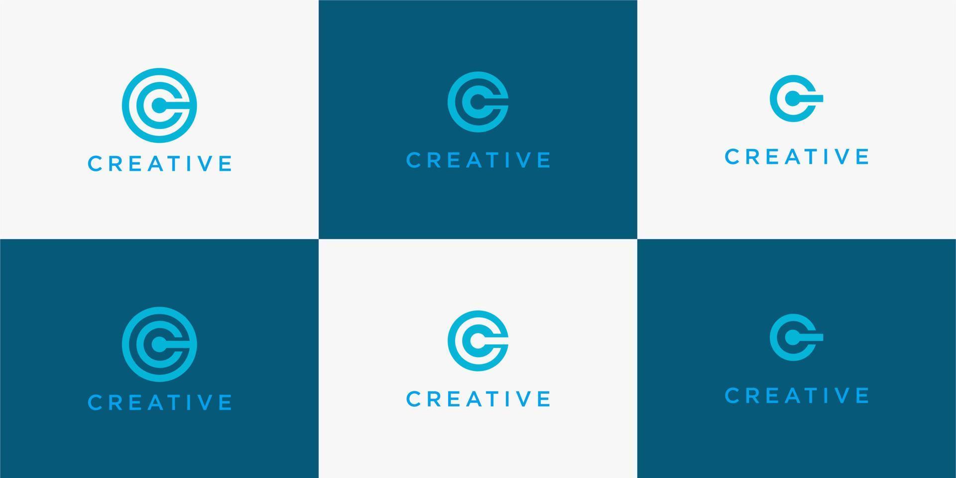 set creative of abstract icon logo template with letter c monogram vector