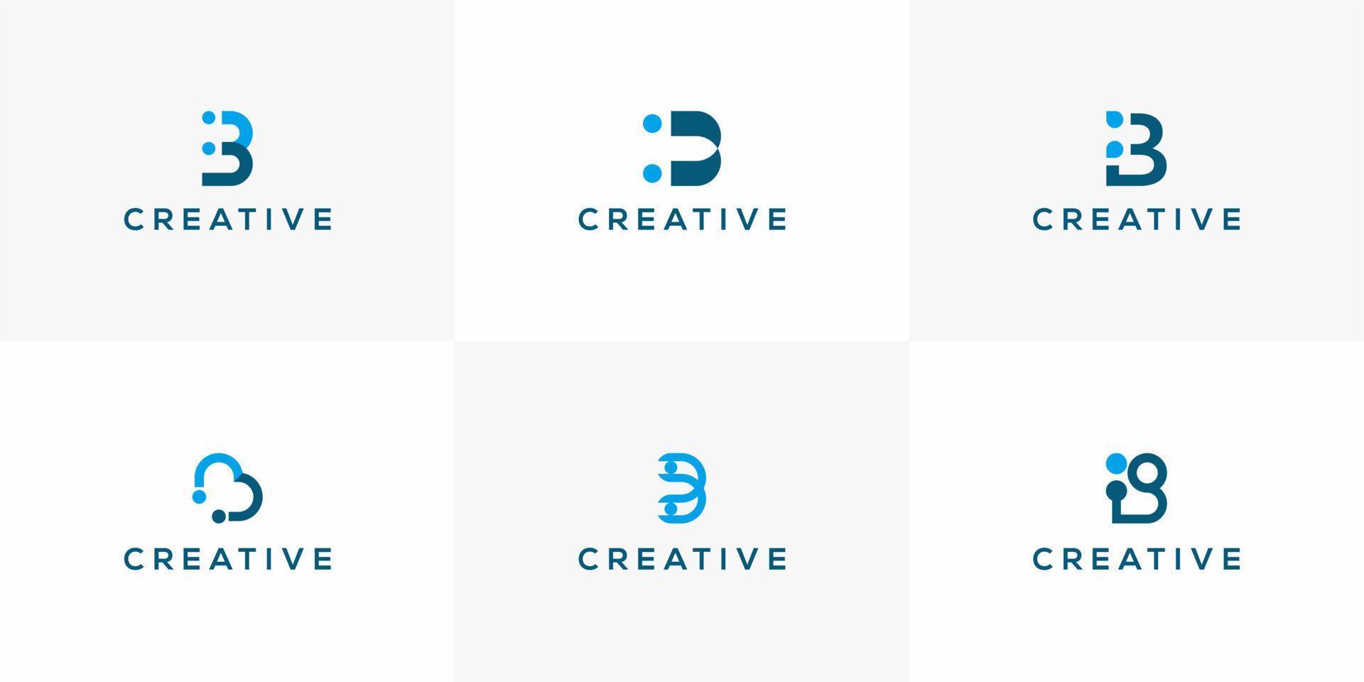 Set of creative monogram logo design template letter b vector