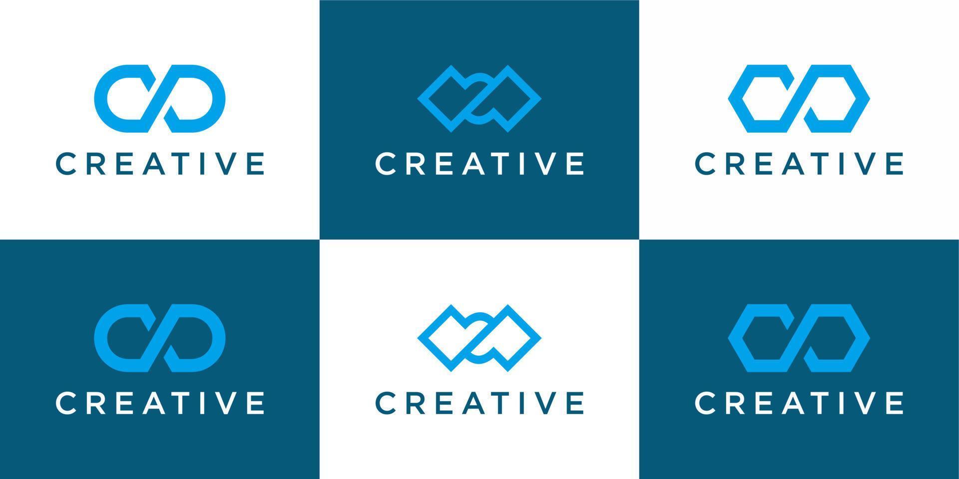Set of creative monogram logo design template infinity vector