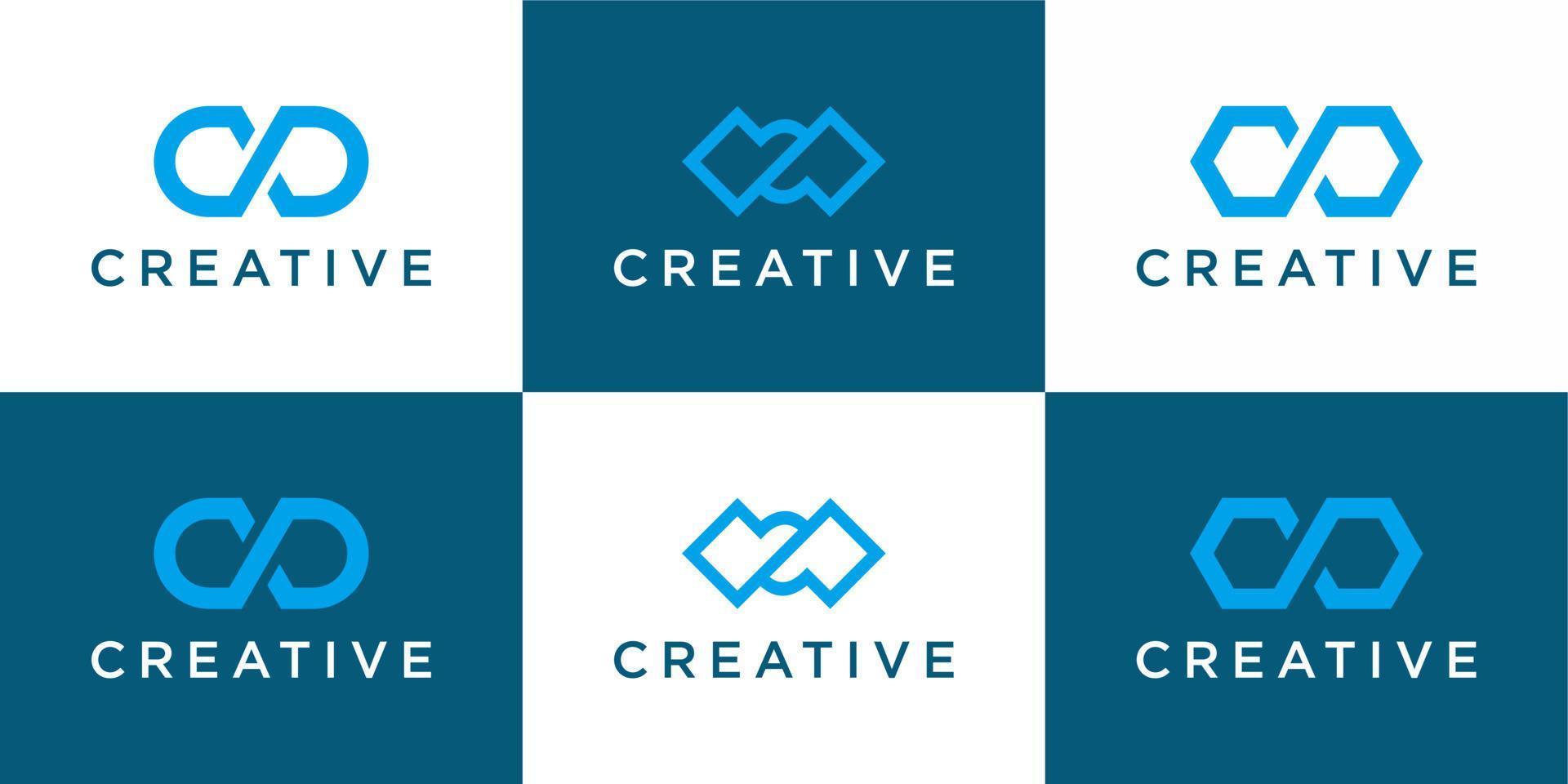 conjunto de plantilla de diseño de logotipo de monograma creativo infinito vector