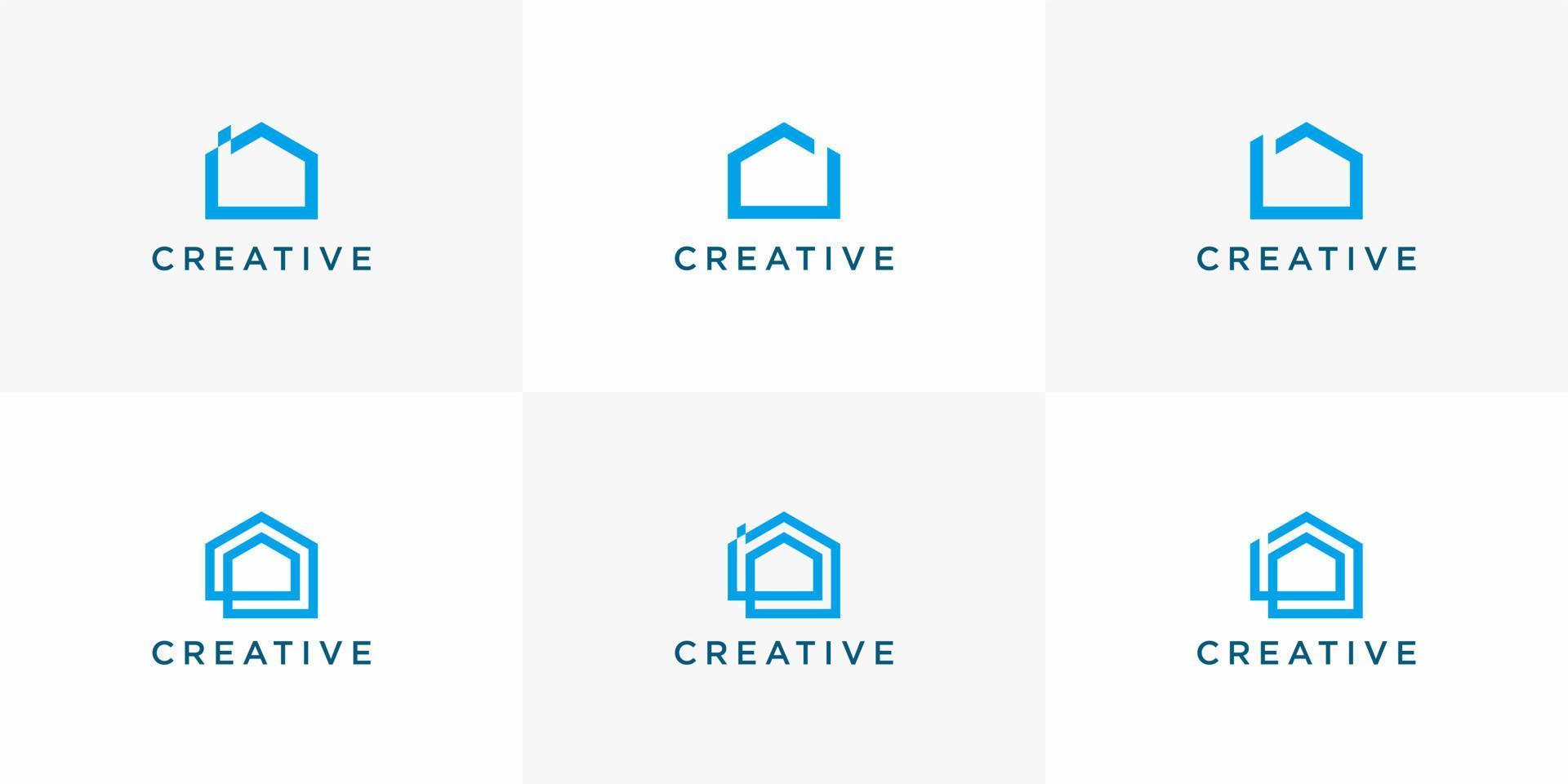 set creative icon logo template home building vector