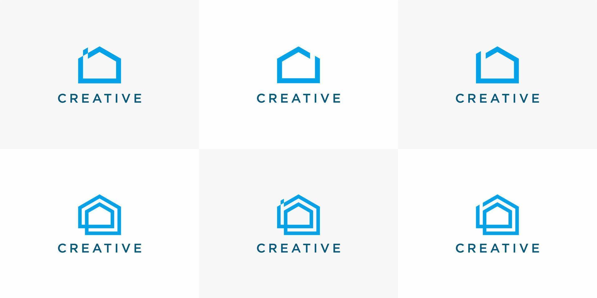 establecer icono creativo plantilla de logotipo edificio de viviendas vector