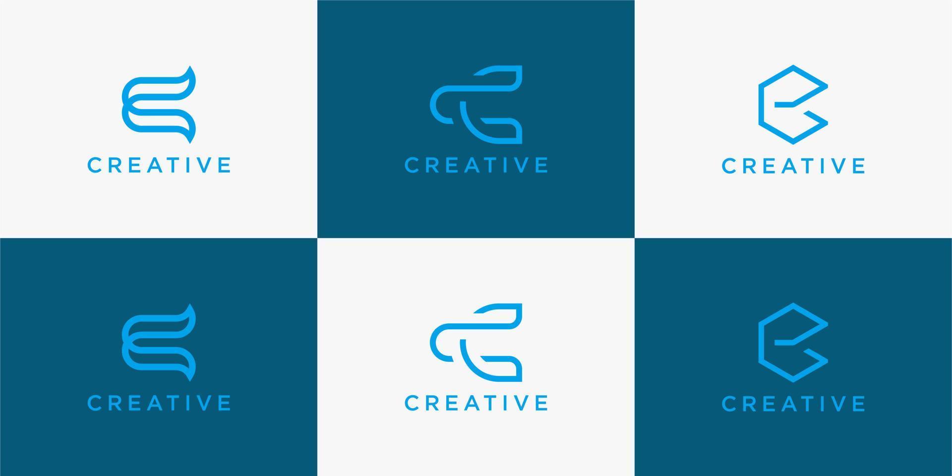 set creative of abstract icon logo template with letter c monogram vector