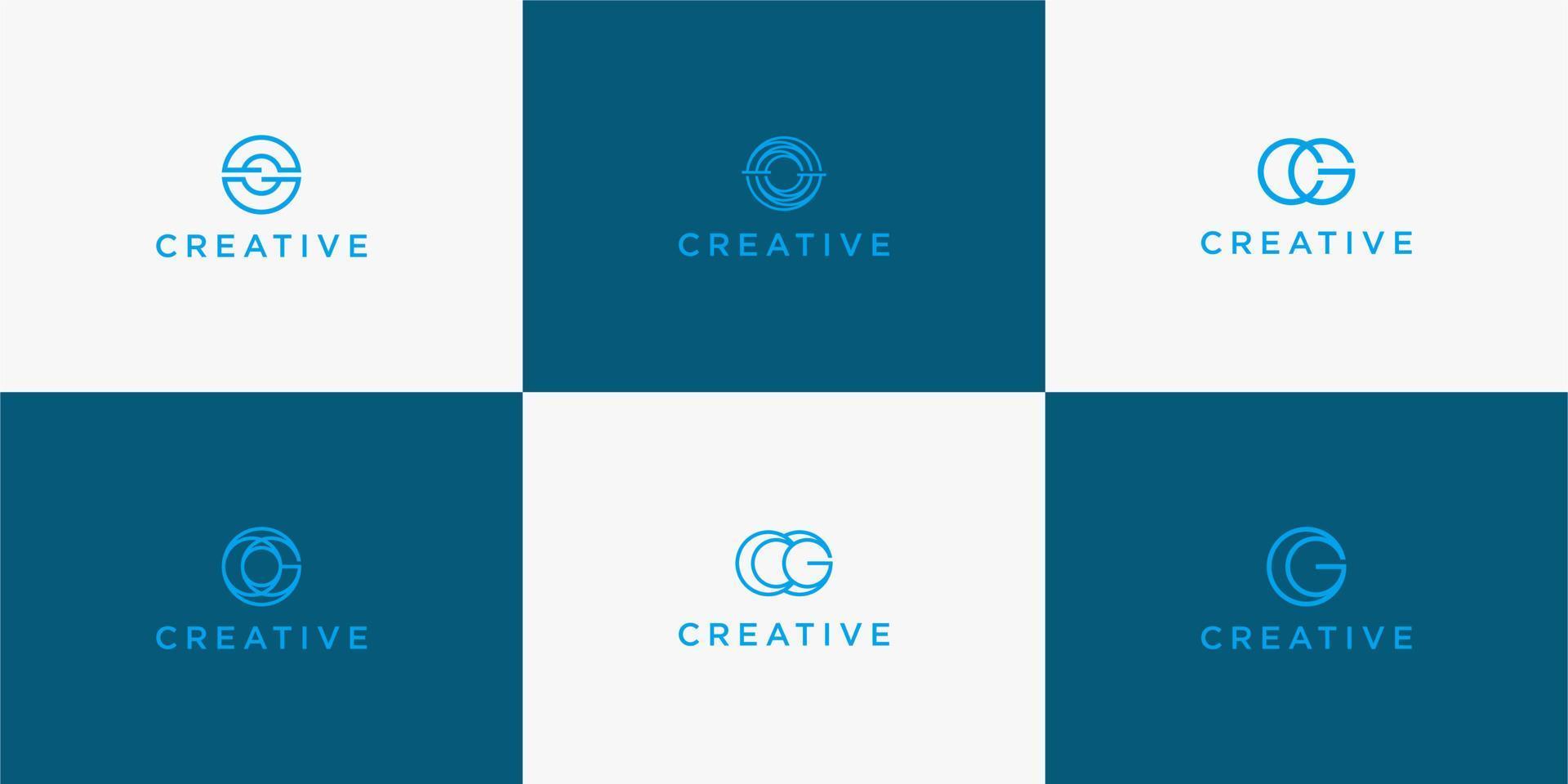 set of creative letter c and g icon logo template vector