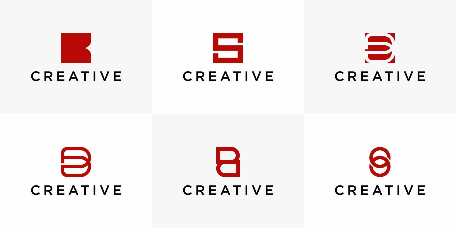 conjunto de plantilla de diseño de logotipo de letra bs creativa vector