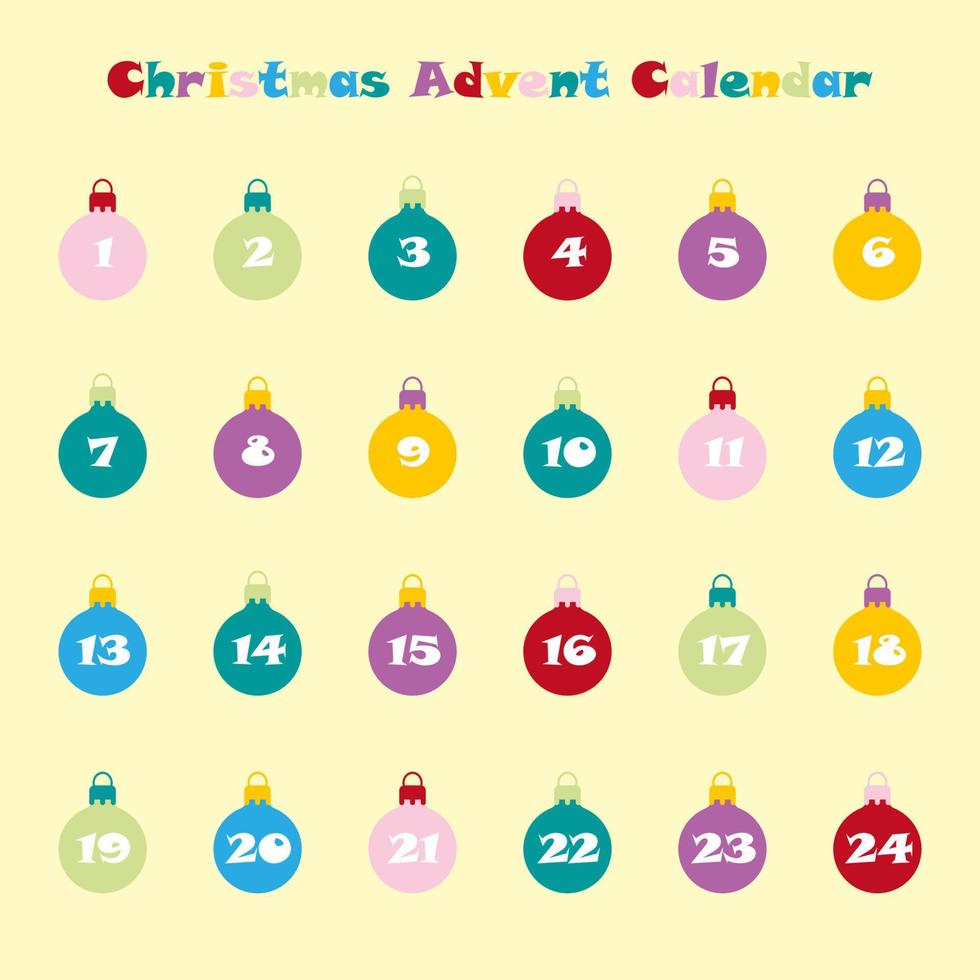 calendario de adviento de navidad. numeros de adviento vector