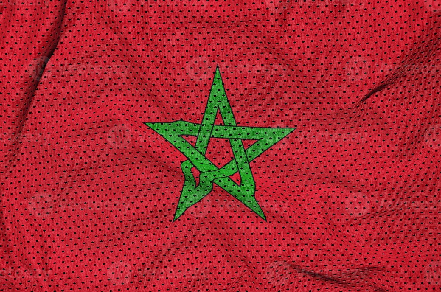 Morocco flag printed on a polyester nylon sportswear mesh fabric photo