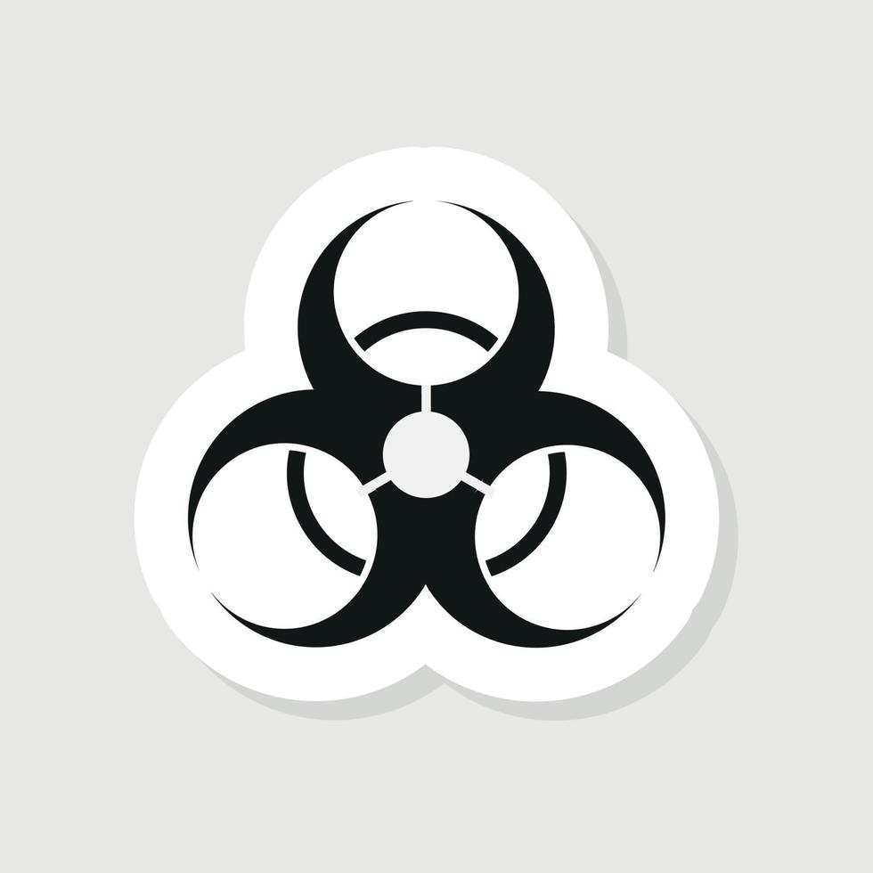 Biohazard symbol sign. Biological hazard icon inside yellow circular sign. Toxic sign. Vector illustration of warning radioactive zone. Emblem of danger. Caution symbol isolated on white background.