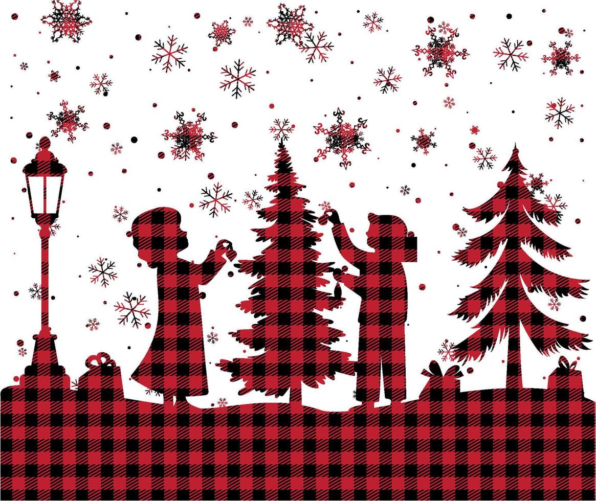 Christmas and New Year pattern at Buffalo Plaid. Festive background for design and print esp10 vector