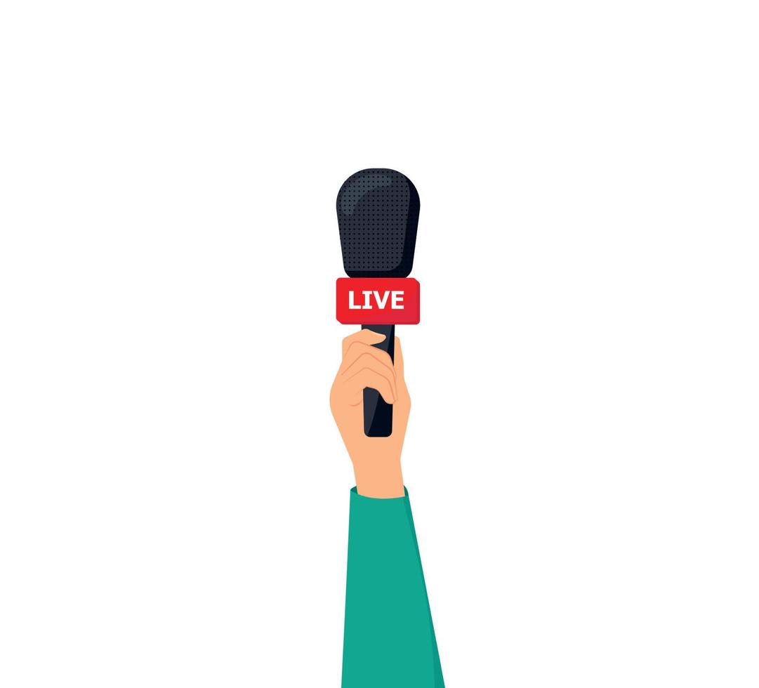 Microphone vector. News illustration. News on TV and radio. Interview.Flat design vector