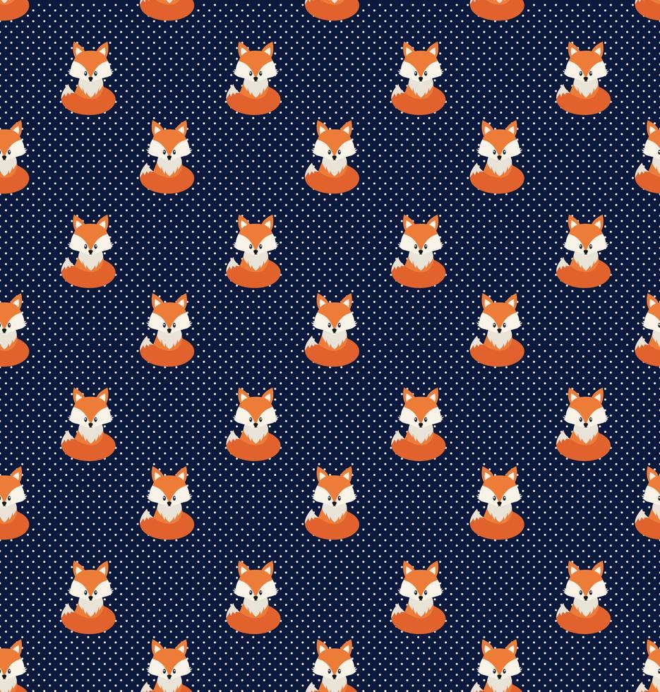 Vector cute cartoon fox seamless pattern. Orange fox's head on background. Good for print, textile, fabrics, wallpaper, decoration.