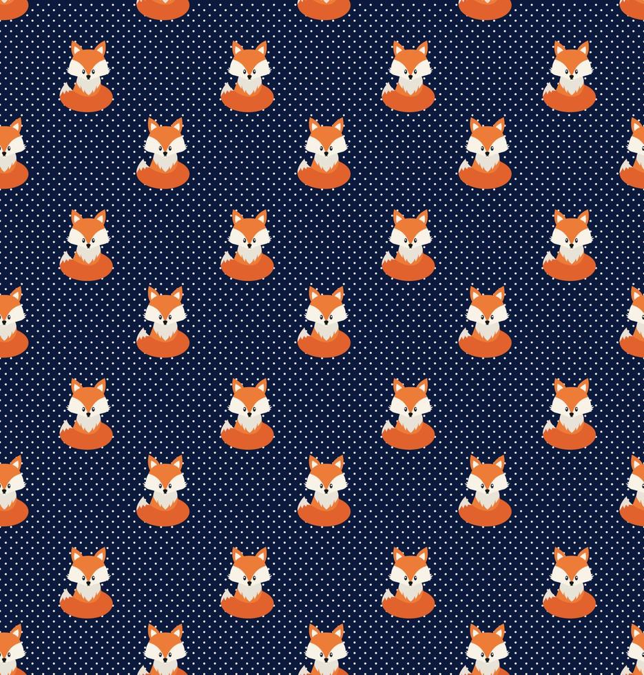 Vector cute cartoon fox seamless pattern. Orange fox's head on background. Good for print, textile, fabrics, wallpaper, decoration.