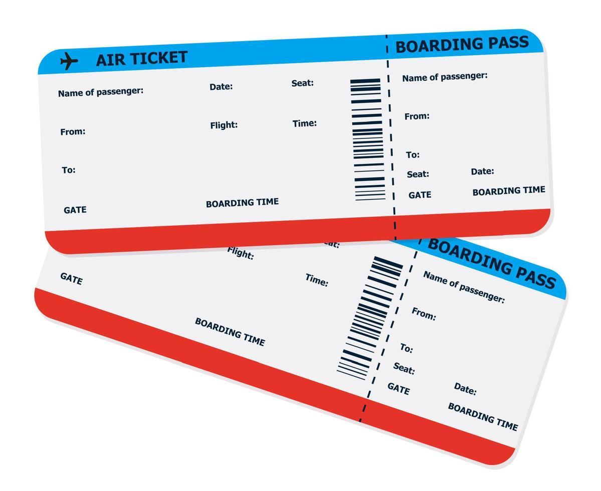 Modern and realistic airline ticket design with flight time and passenger name. vector illustration