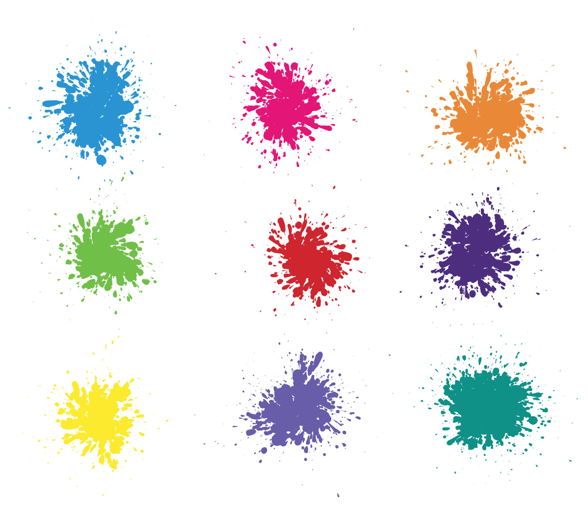 Vector paint splatters.Colorful paint splashes. 14002736 Vector Art at
