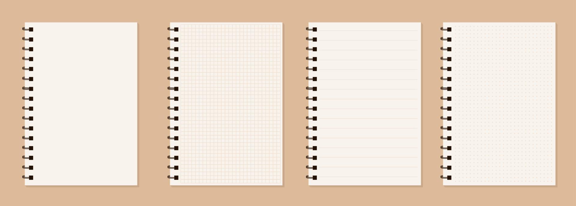 Set of blank realistic spiral notebooks mockup vector