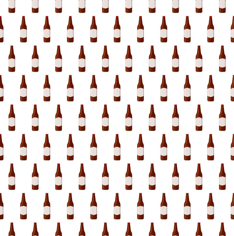 Seamless pattern beer bottles with label and glass beer mug bottles with different types of beer alcohol drink vector illustration on white background