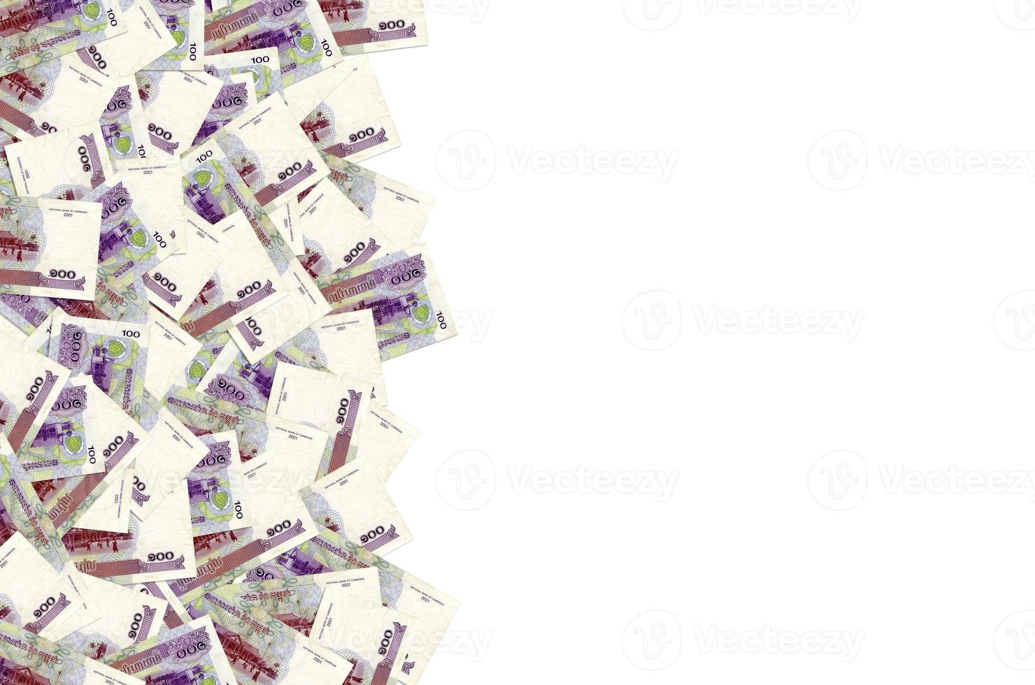 Pattern of 100 Cambodian riels banknote is national currency of Cambodia photo