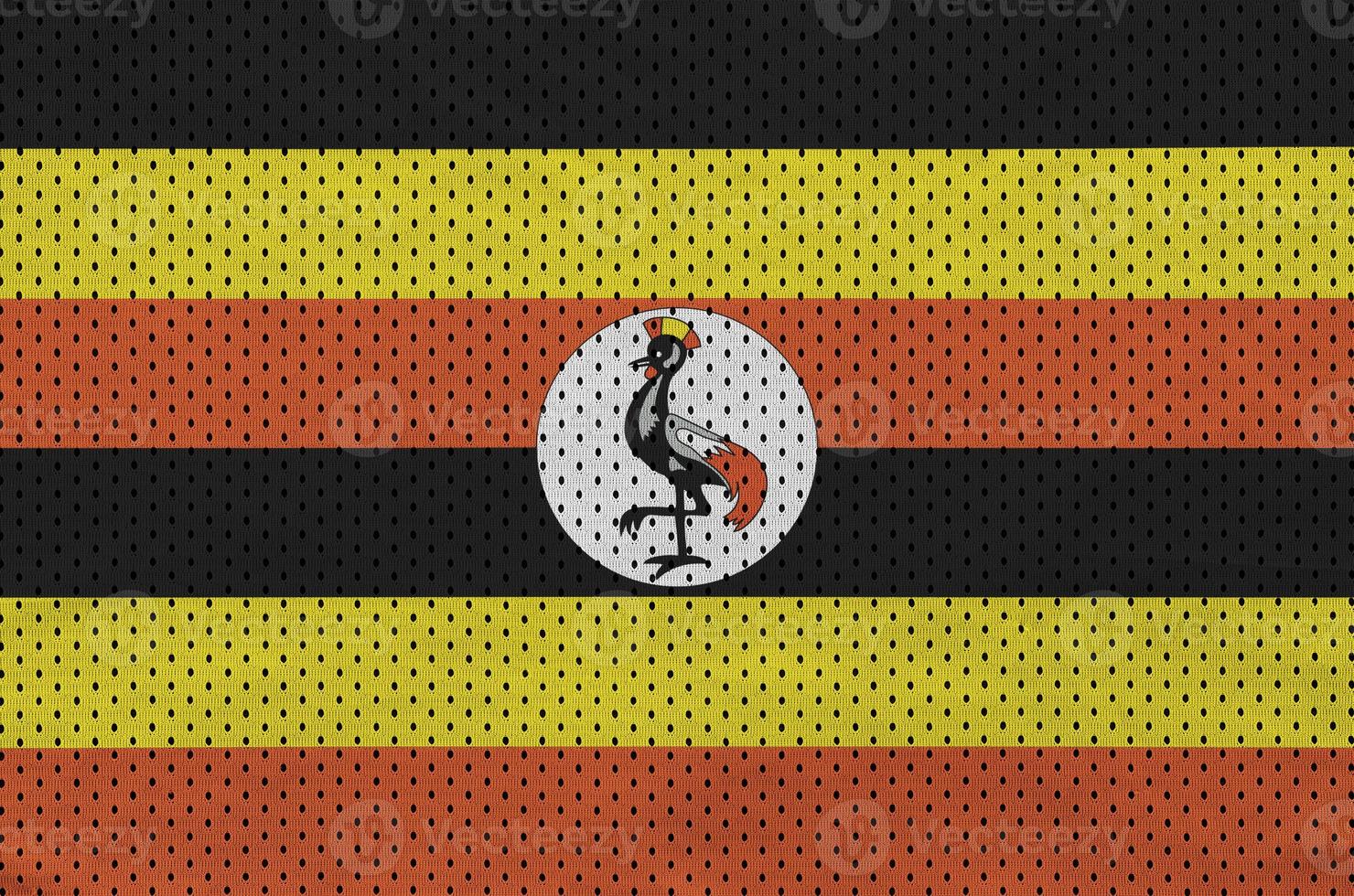 Uganda flag printed on a polyester nylon sportswear mesh fabric photo
