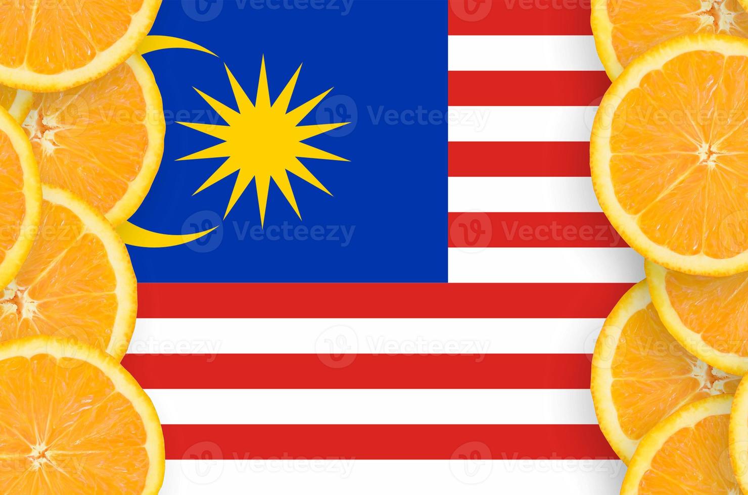 Malaysia flag in citrus fruit slices vertical frame photo