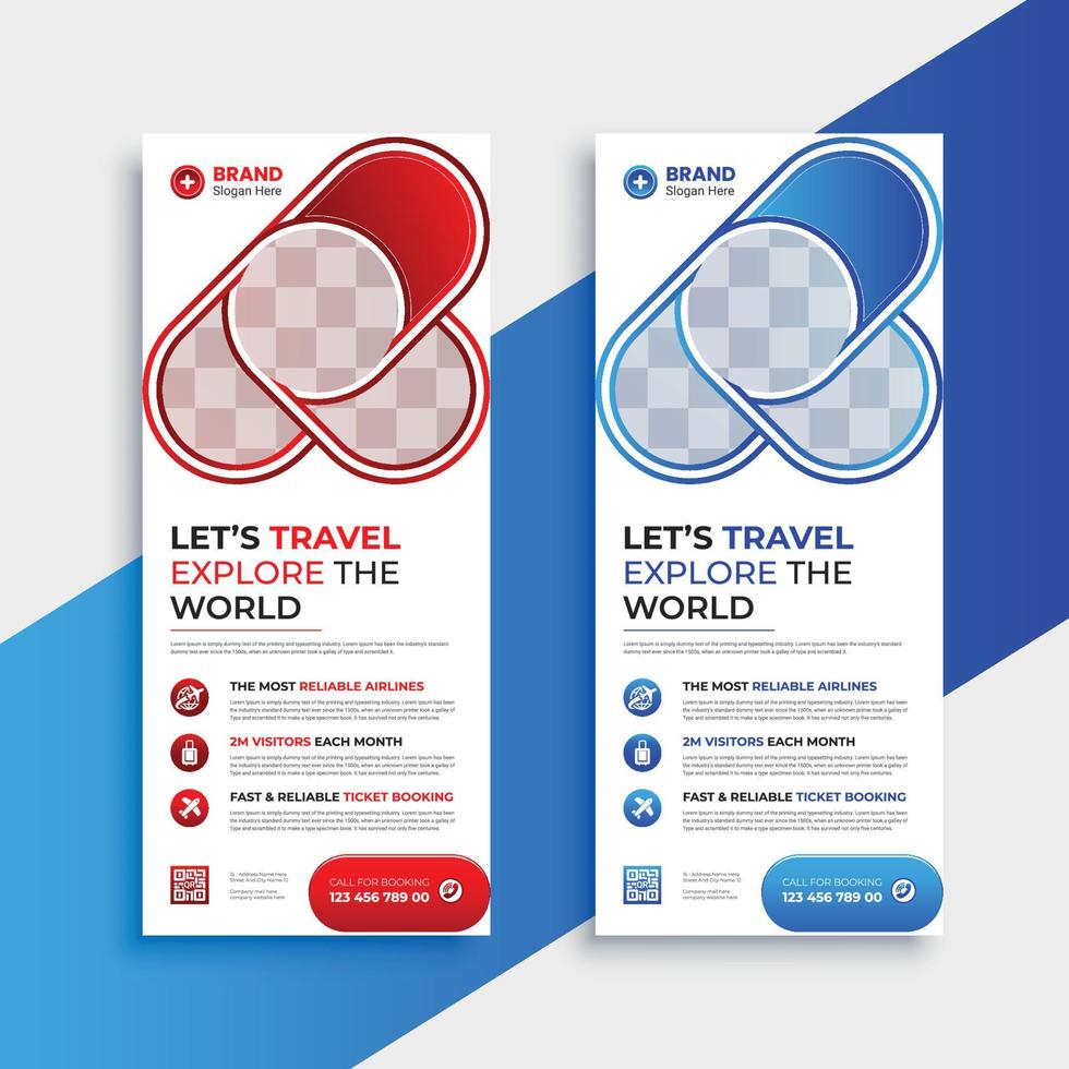 travel agency rollup banner modern tour business corporate company stand and x banner banner design vector
