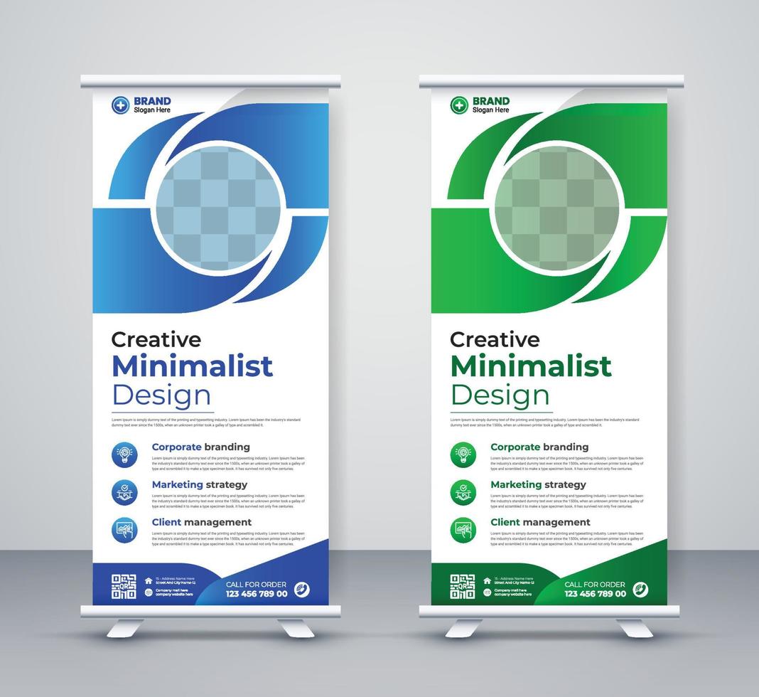 Creative modern corporate business company marketing rollup stand banner, and x banner design vector