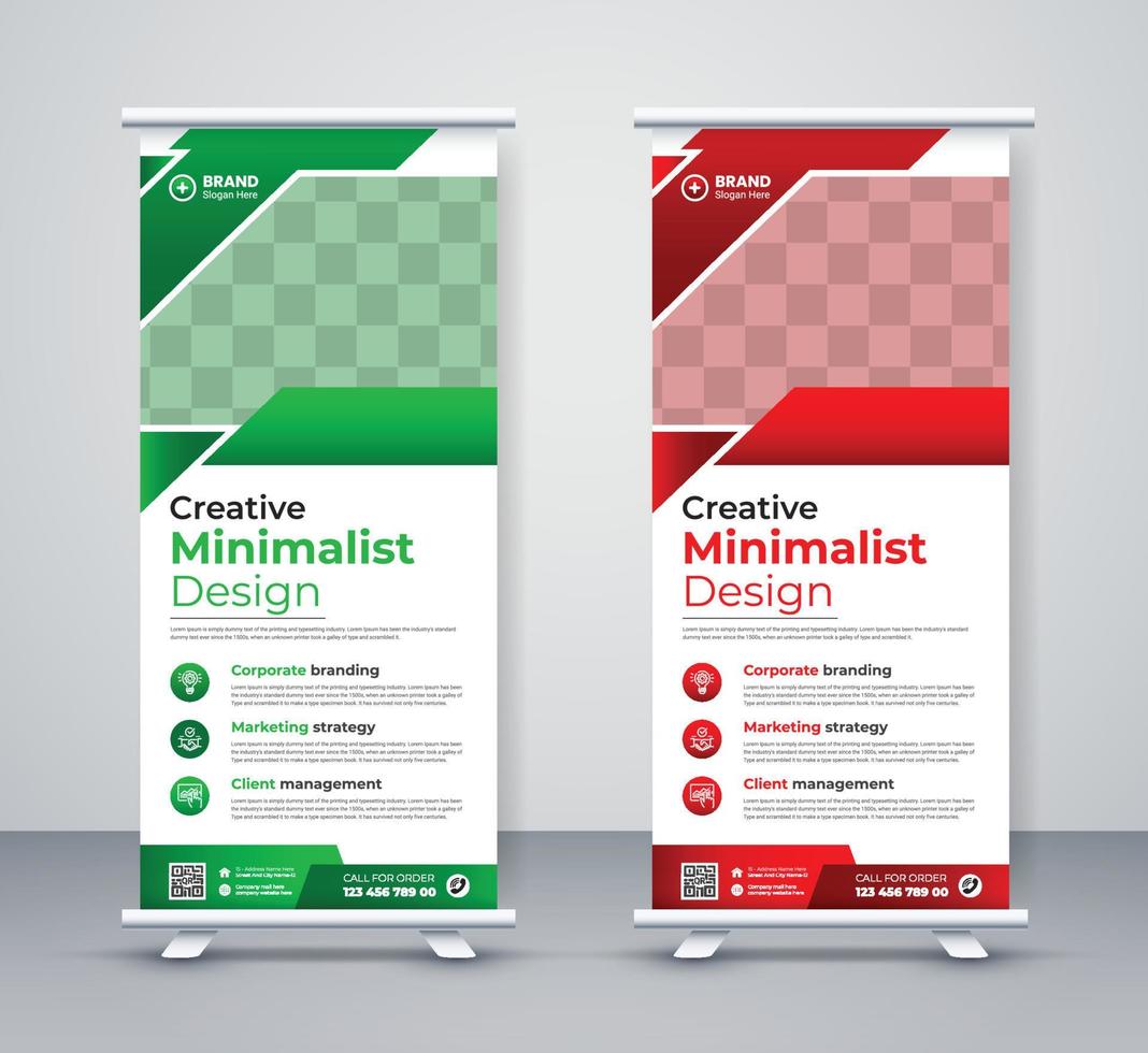 Creative modern corporate business company marketing rollup stand banner, and x banner design vector