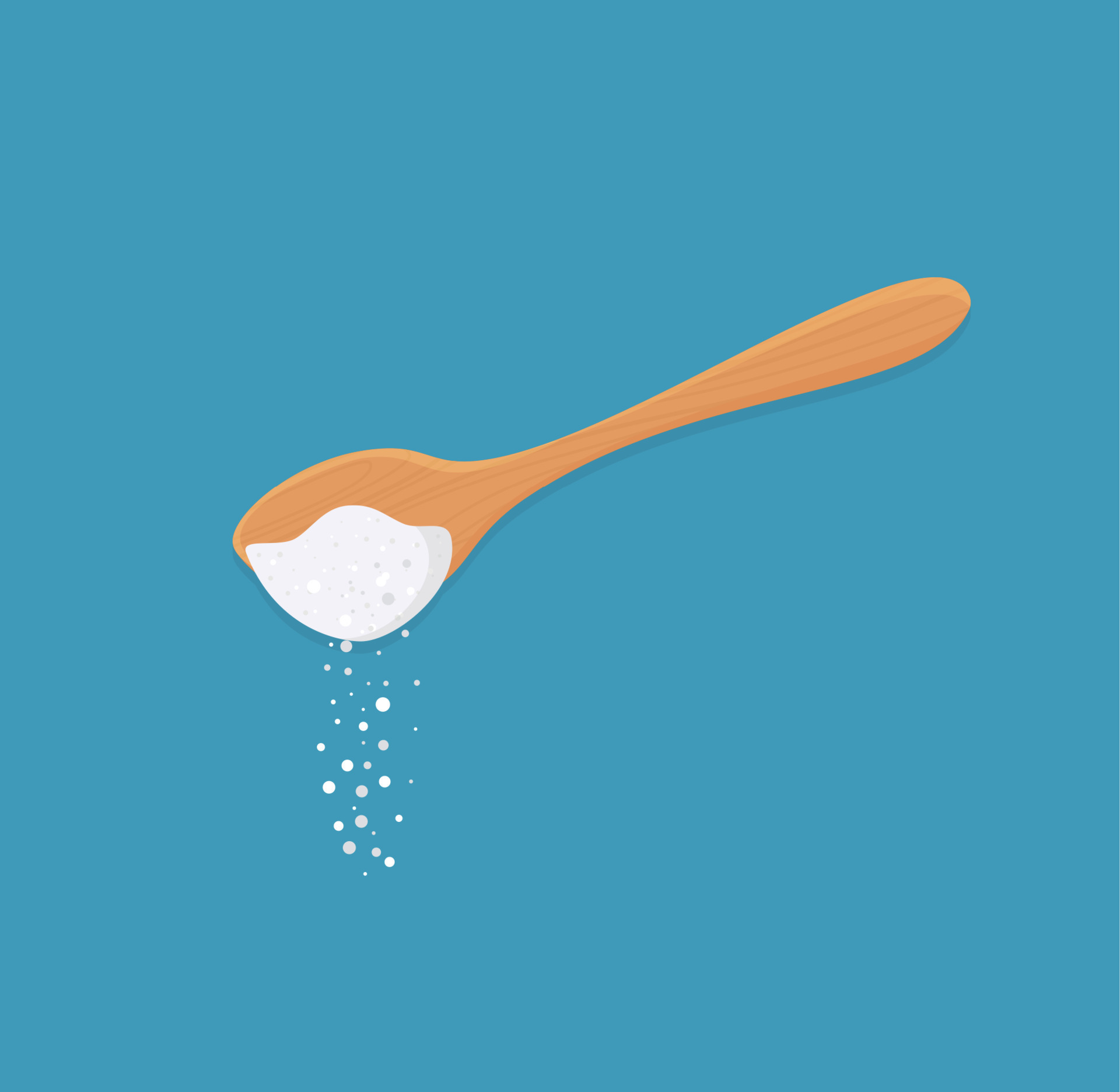 Spoon with sugar salt icon. Teaspoon side view powder for tea or coffee