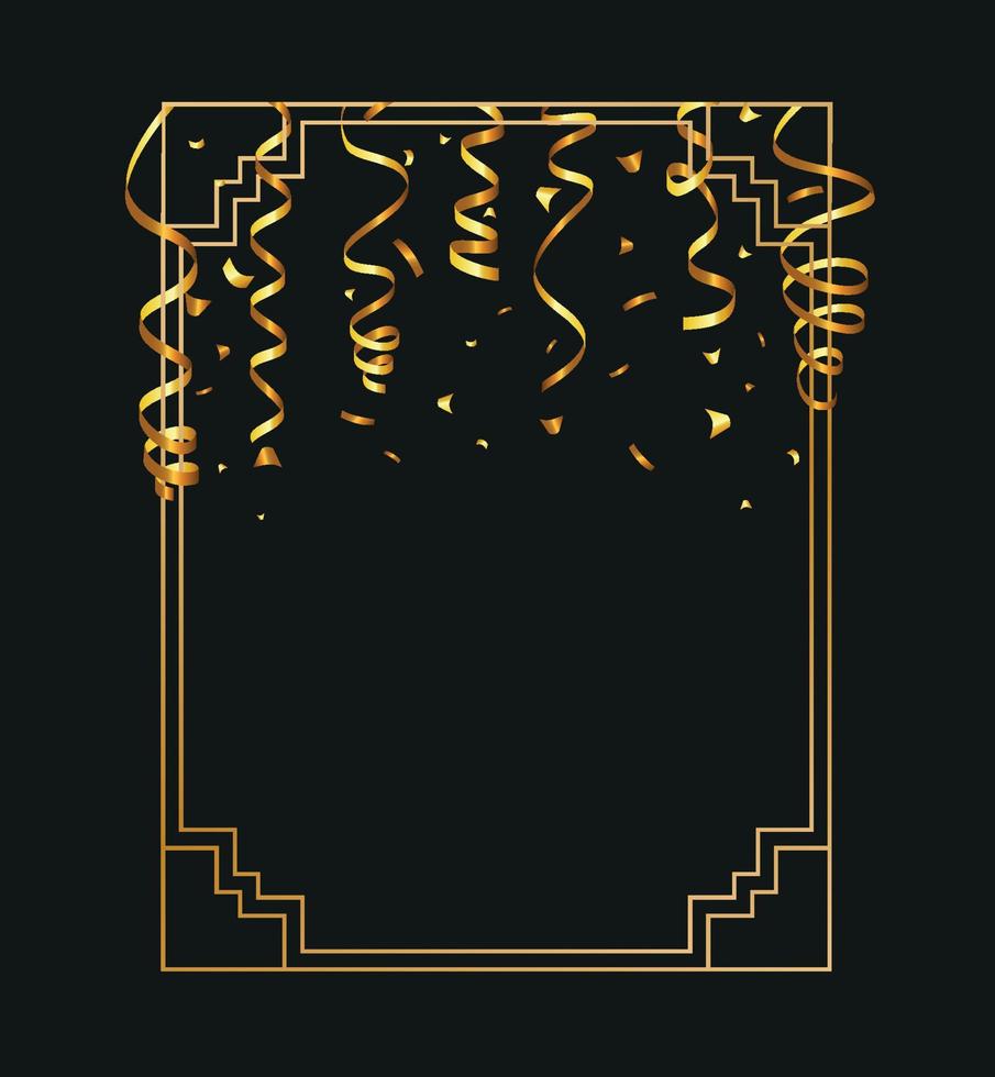 confeti dorado diminuto y cinta de serpentina cayendo sobre fondo transparente. vector